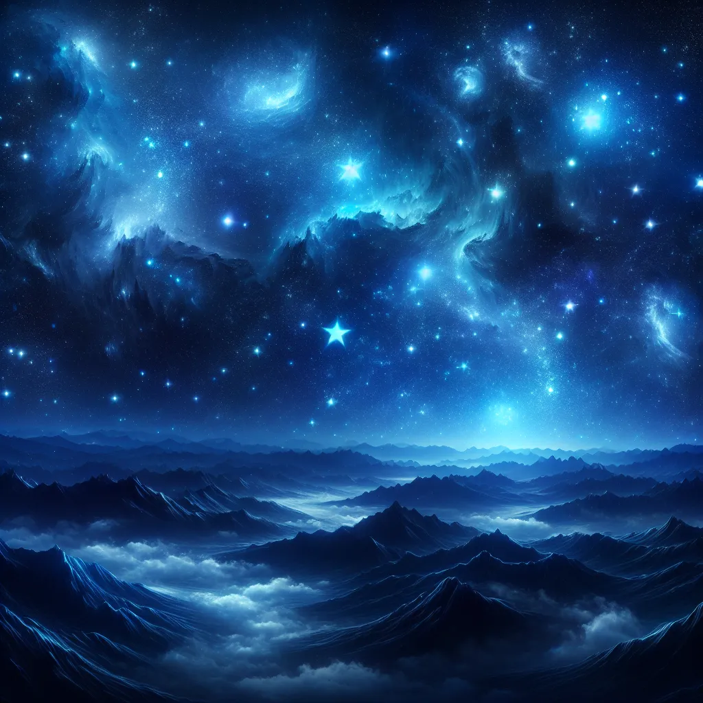 Estrellas azules en el cielo de la noche