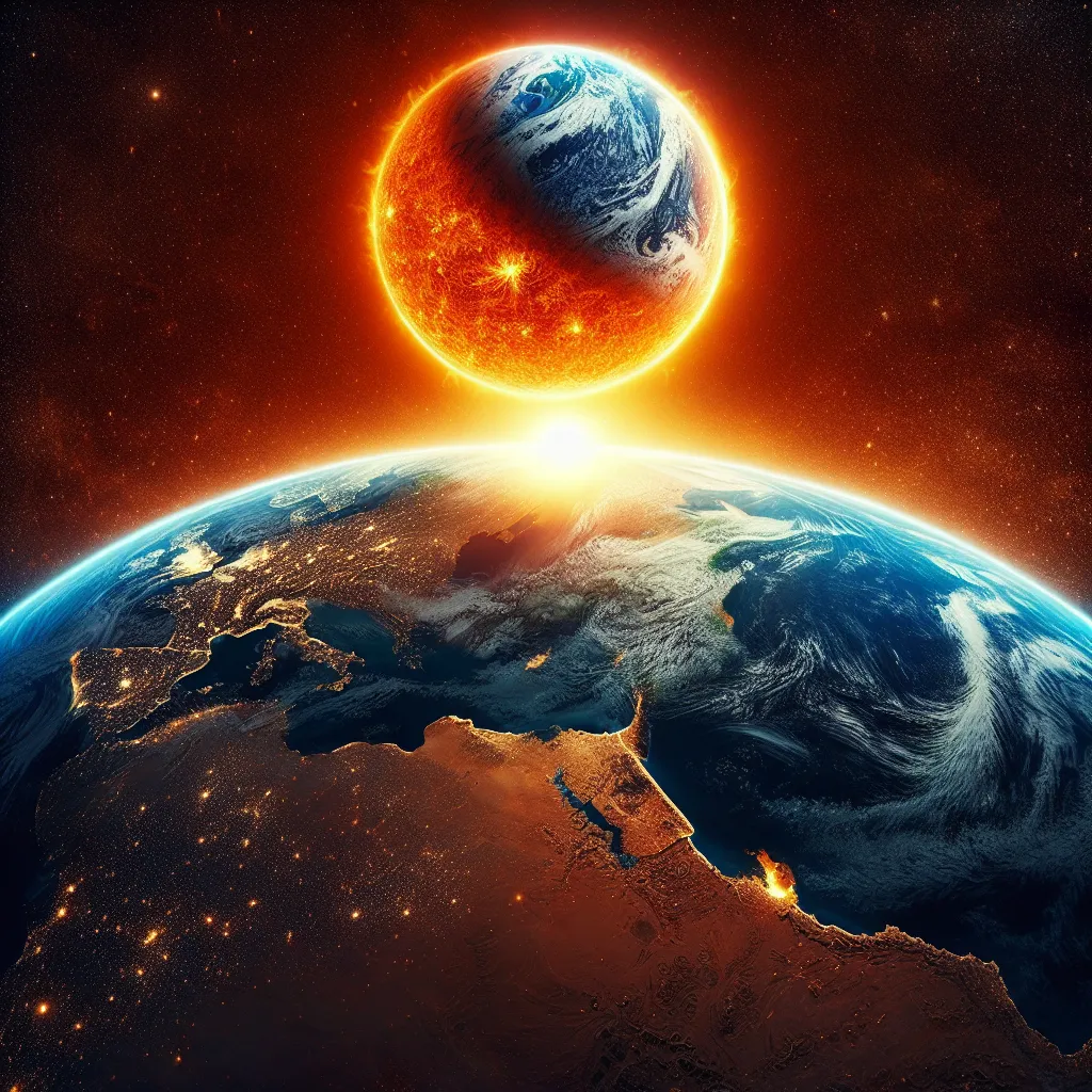 Tierra comparada con el sol